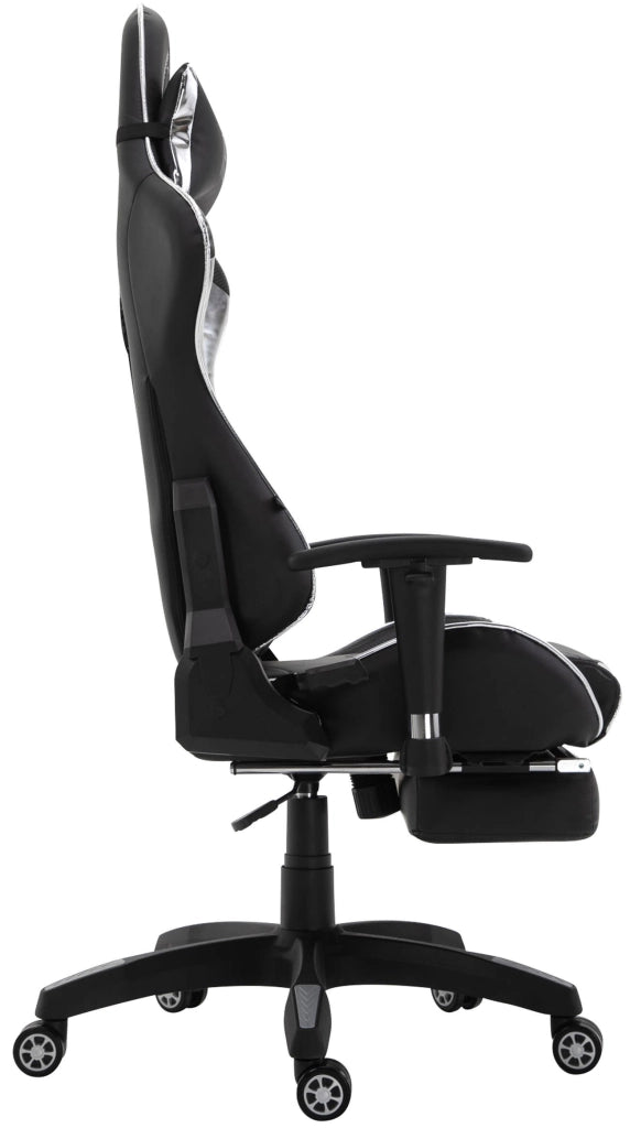 Sedia gaming ufficio Turbo bianco/nero,Finta pelle (metallizzata)