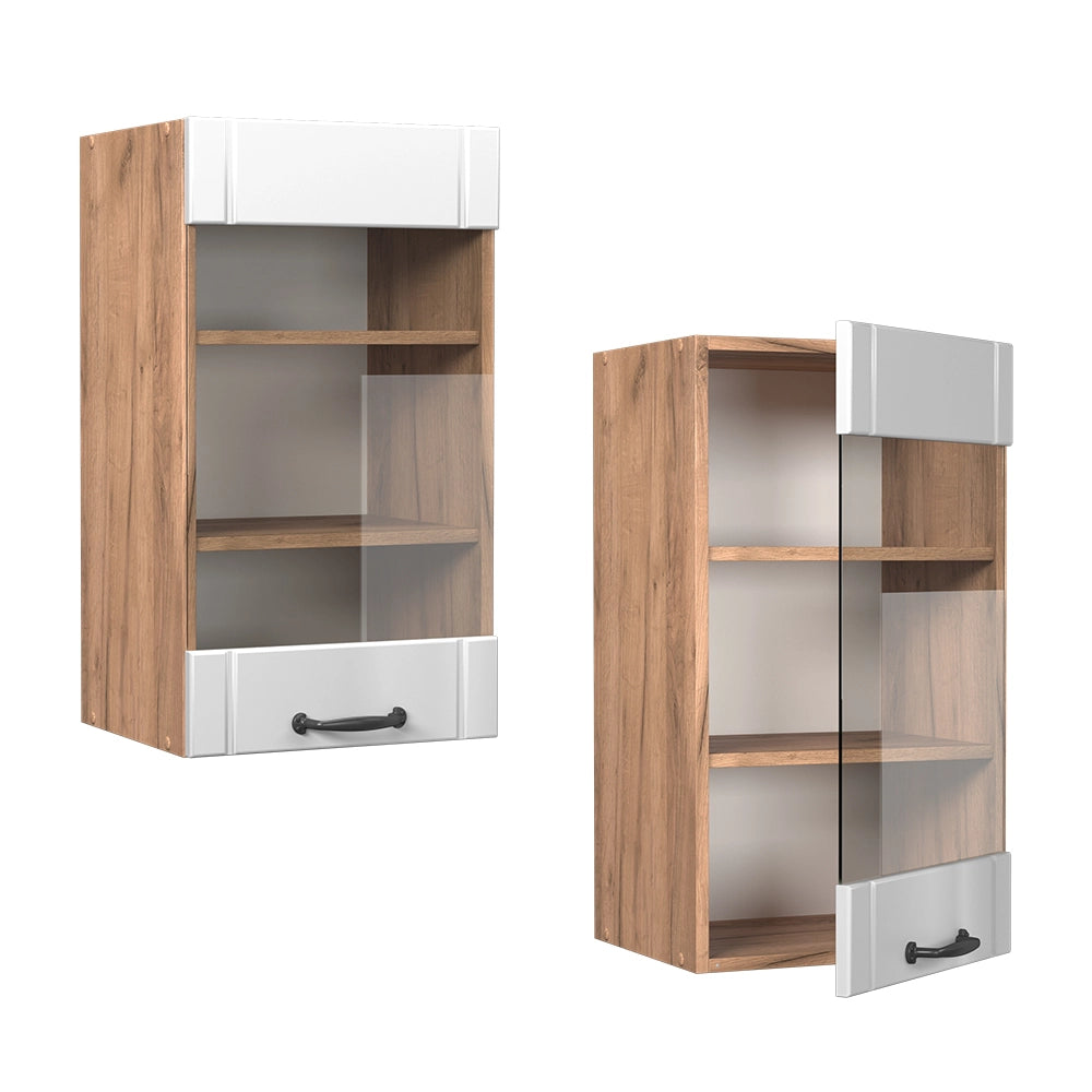 Vicco Mobile da cucina in vetro Bianco casa di campagna 40 cm