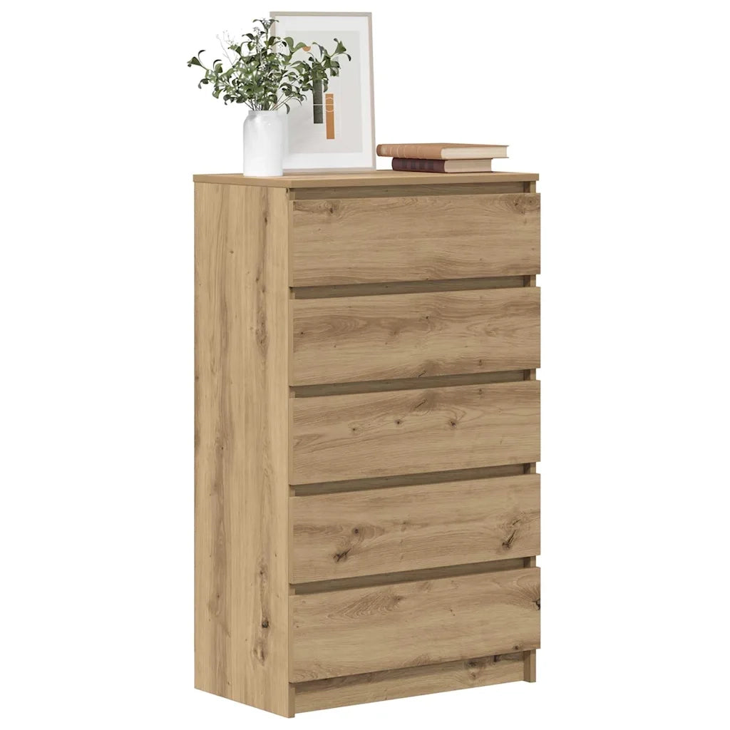 Cassettiera Rovere Artigianale 60x36x103cm in Legno Multistrato