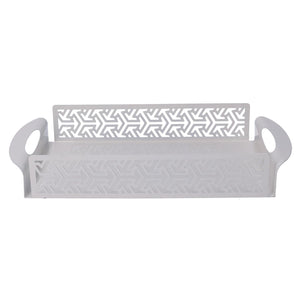 Vassoio Rettangolare 41x20xh6,5 cm in Metallo Design Frecce Bianco
