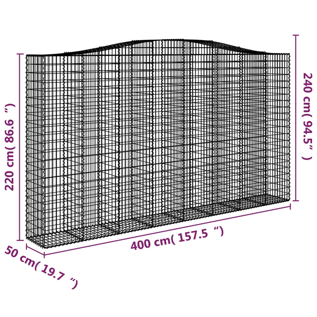 Cesti Gabbioni ad Arco 2 pz 400x50x220/240 cm Ferro Zincato 3146034