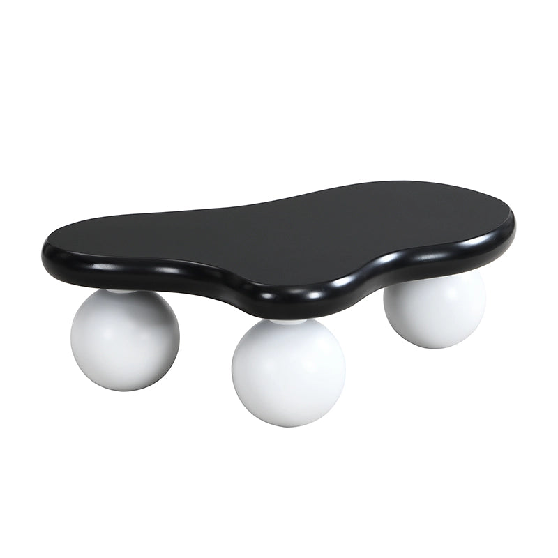 Tavolino Nuvola LED con 1 piano per soggiorno e camera dei bambini, in MDF, nero e bianco, 95 × 62,5 × 32 cm