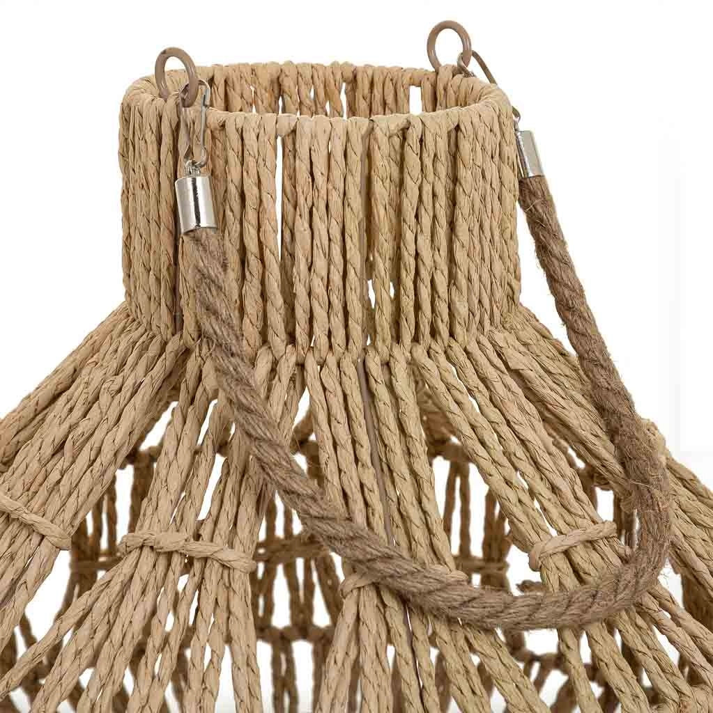 Lanterna portacandele in metallo e corda in carta marrone d32x34,5h
