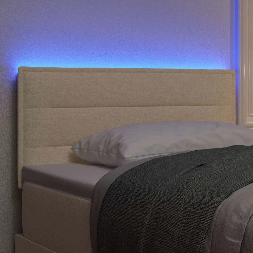 Testiera LED con strisce LED con testiera Crema 90 cm Tessuto 3337976