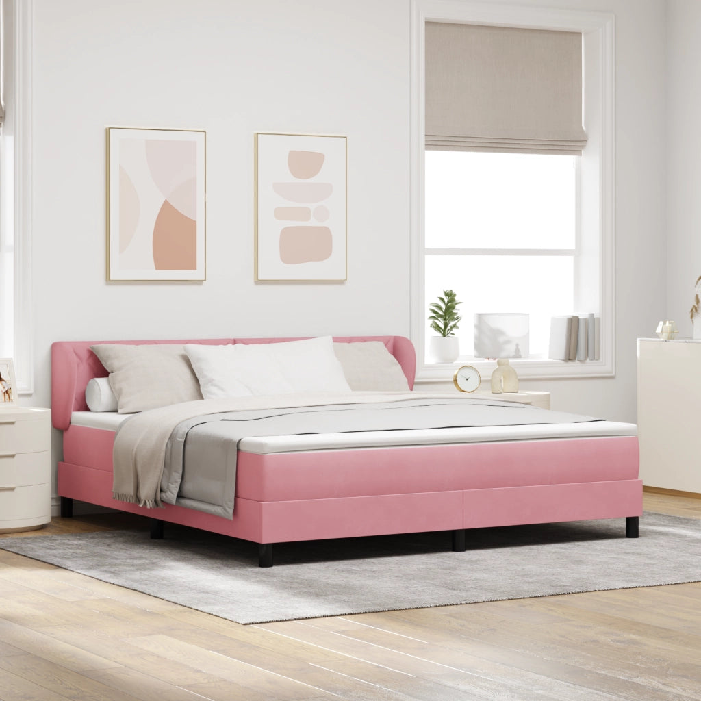 Letto a Box con Materasso Rosa 180x200 cm Velluto