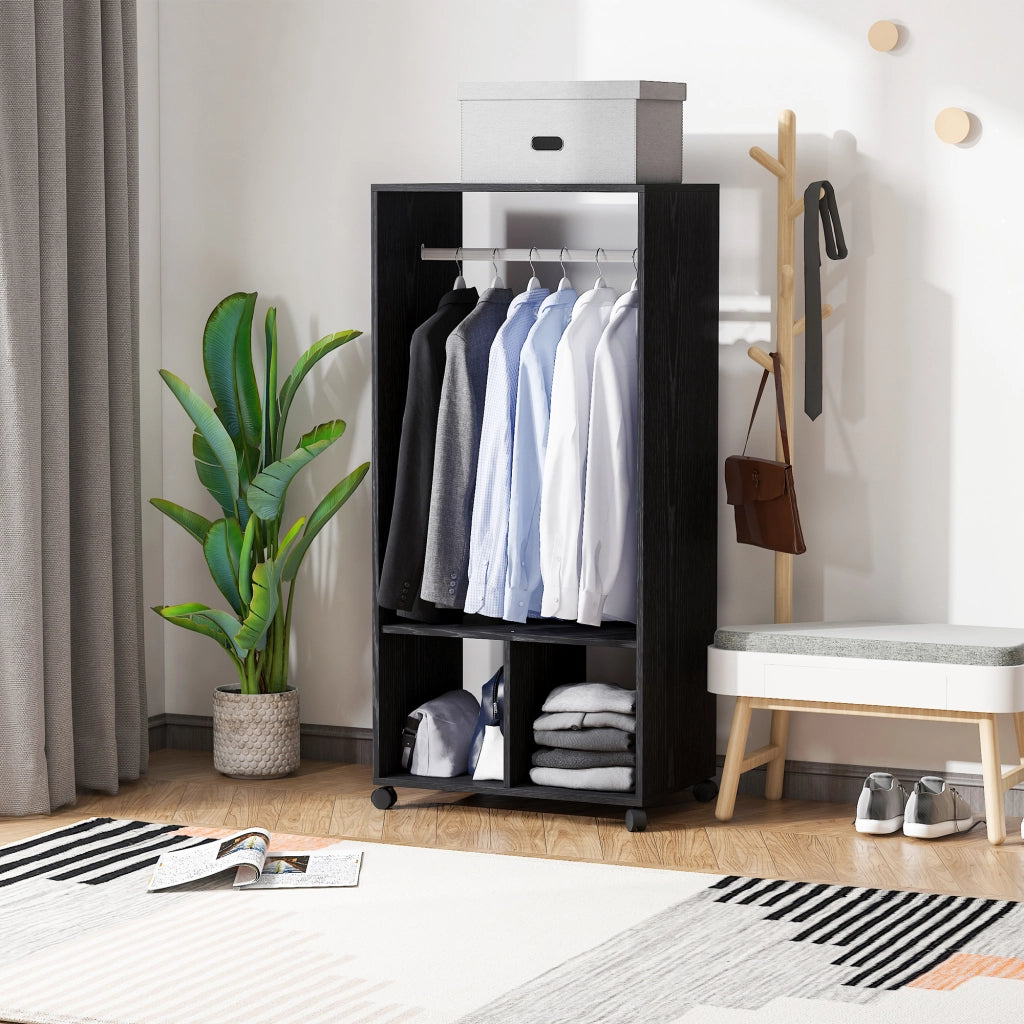 Armadio con appendiabiti e ripiani ¨C Zephmum ¨C Nero 60x40x128 cm