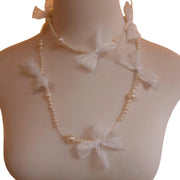 Collana di lusso con fiocco in pizzo e perle