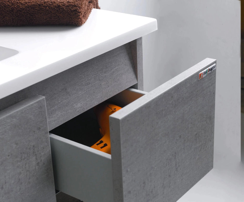 Mobile da Bagno Sospeso 100cm Mazzoni Maiorca Light 2+2 Noce Scuro Frassinato
