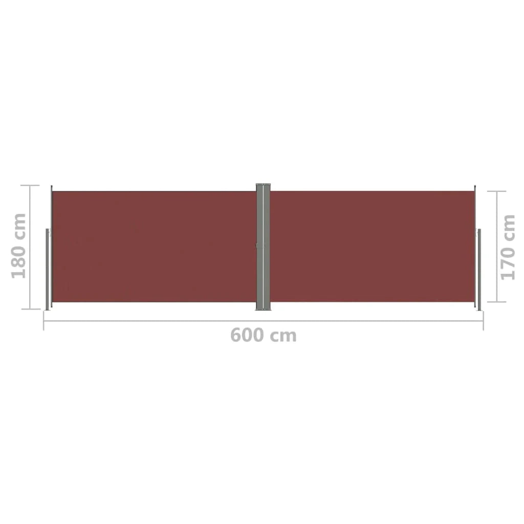 Tenda da sole laterale retrattile/schermo protettivo per patio giardino terrazza balcone 180 x 600 cm marrone 02_0007418