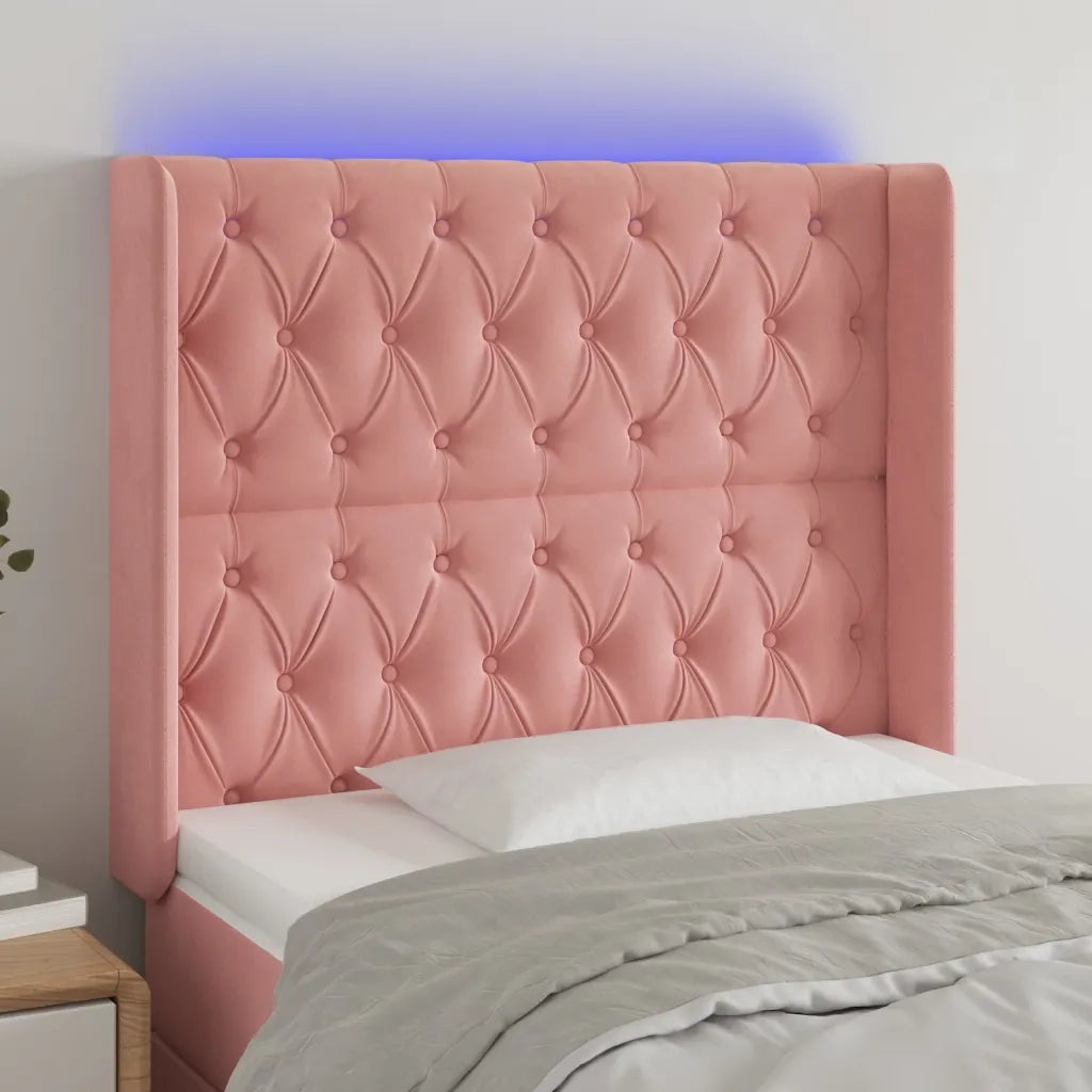 Testiera a LED-Testata con LED Nera 93x16x118/128 cm in Velluto 768946