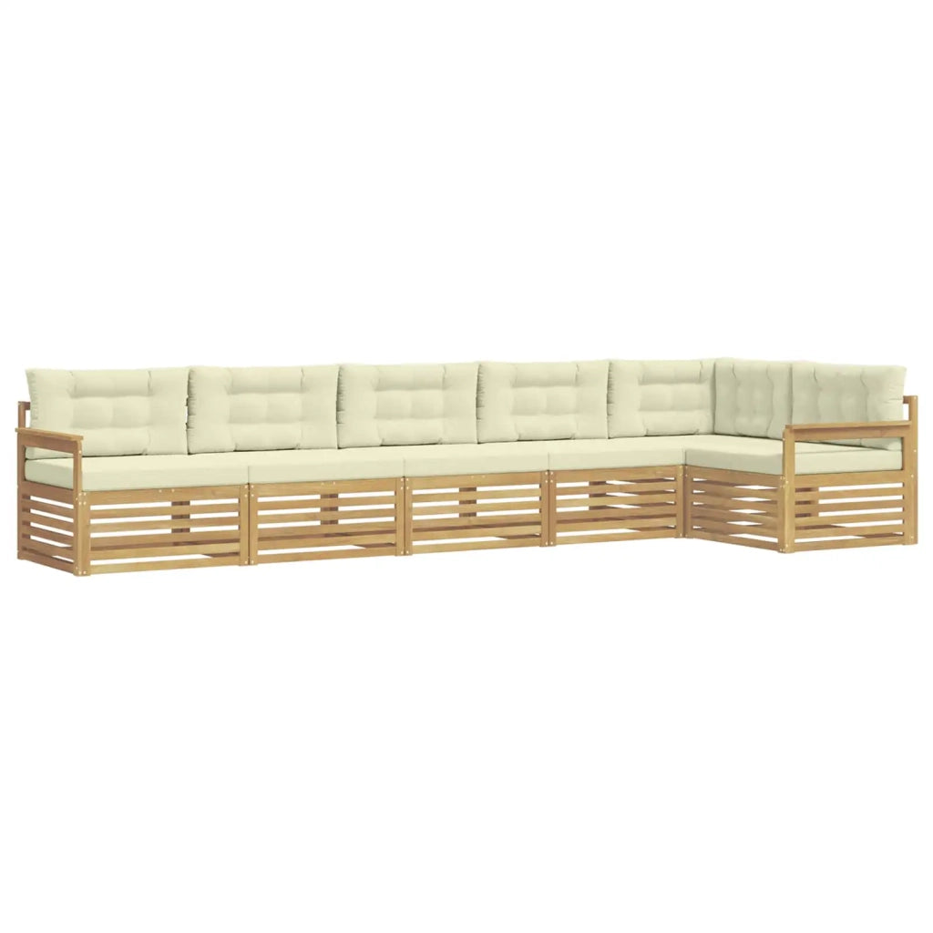 Set di divani da esterno 6 pz Bianco e Crema Poliestere 3390550