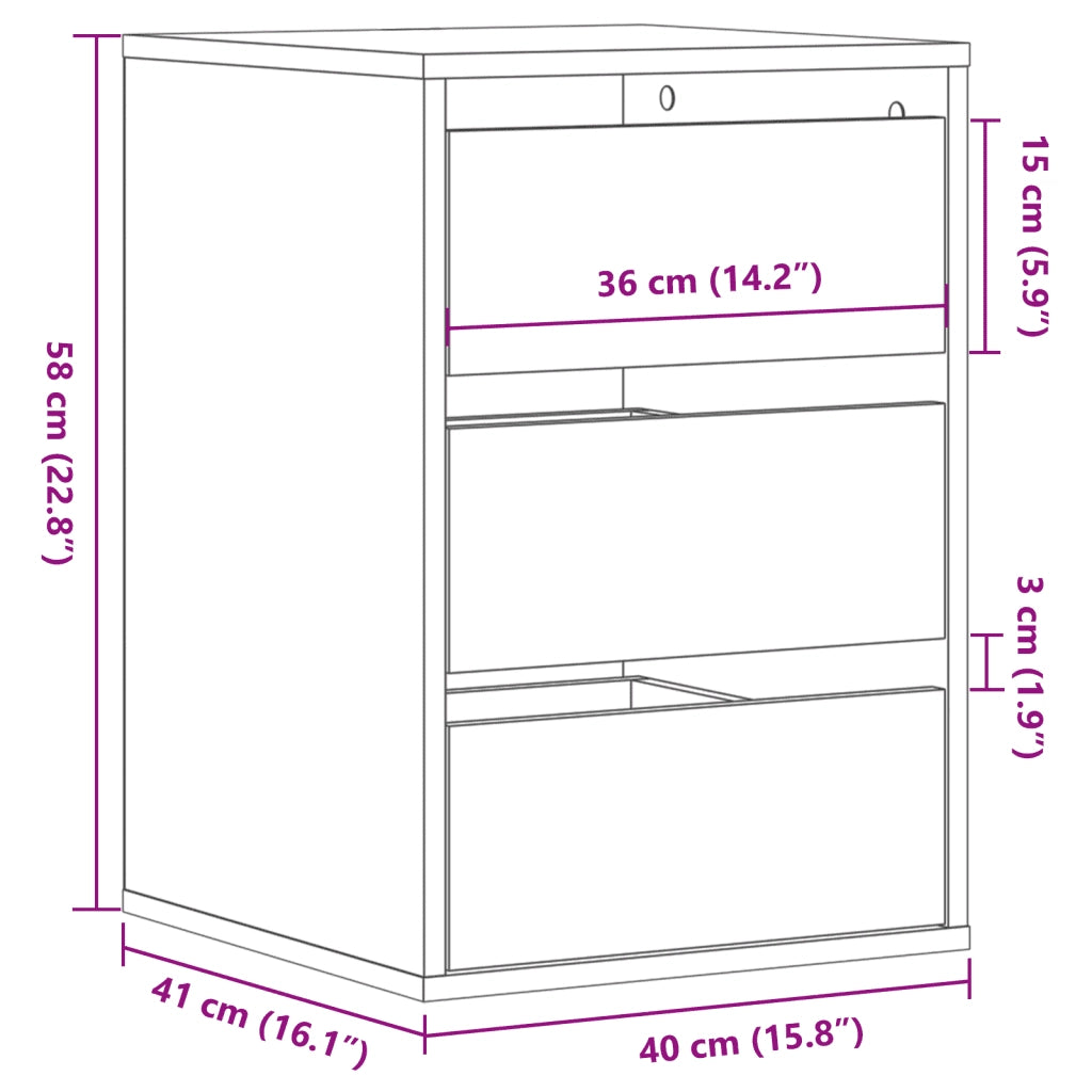 vidaXL Cassettiera Angolare Grigio Sonoma 40x41x58cm Legno Multistrato