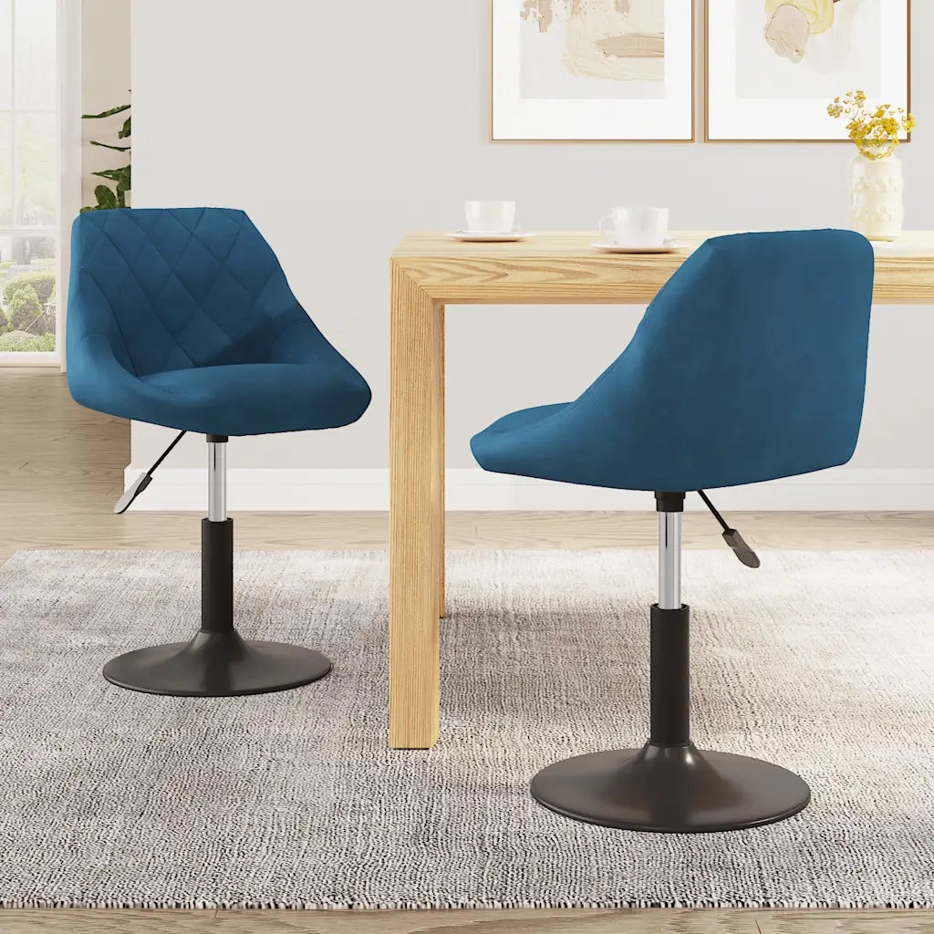 Sedie da Pranzo Girevoli 2 pz | Sedie da cucina Blu in Velluto