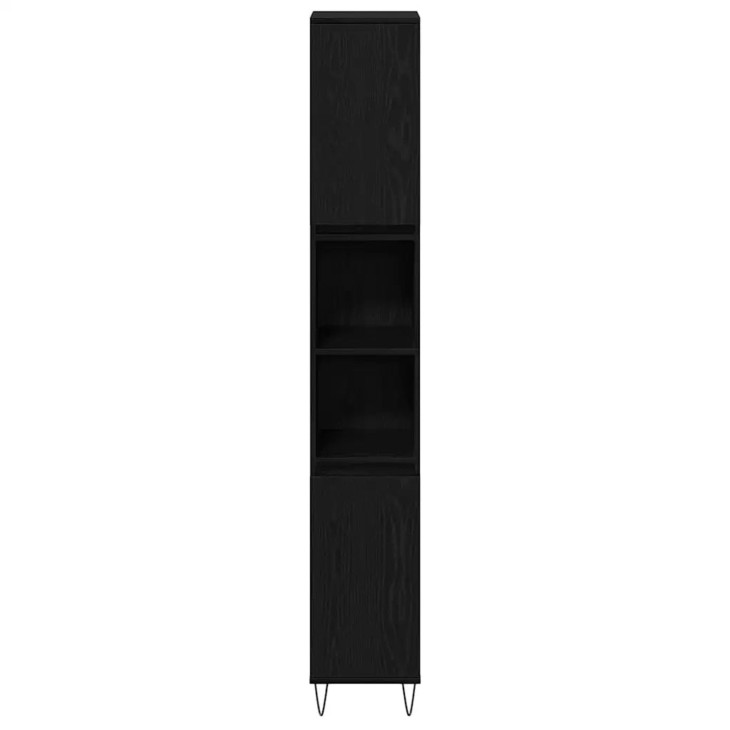 Set di mobili per il bagno 3 pcs Rovere Nero 30 x 30 x 190 cm 3333097