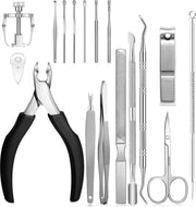 Kit di forbici per unghie professionale, forbici per unghie per teenager, 17 pezzi, forbici per unghie in acciaio inossidabile per riparazione.
