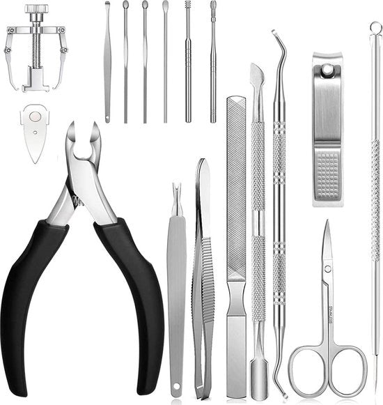 Kit di forbici per unghie professionale, forbici per unghie per teenager, 17 pezzi, forbici per unghie in acciaio inossidabile per riparazione.