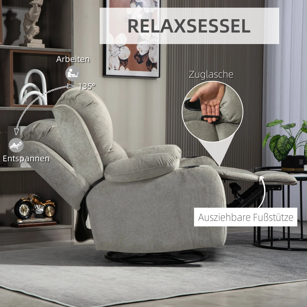 Poltrona relax reclinabile con poggiapiedi ¨C zephmum ¨C Marrone, Tessuto