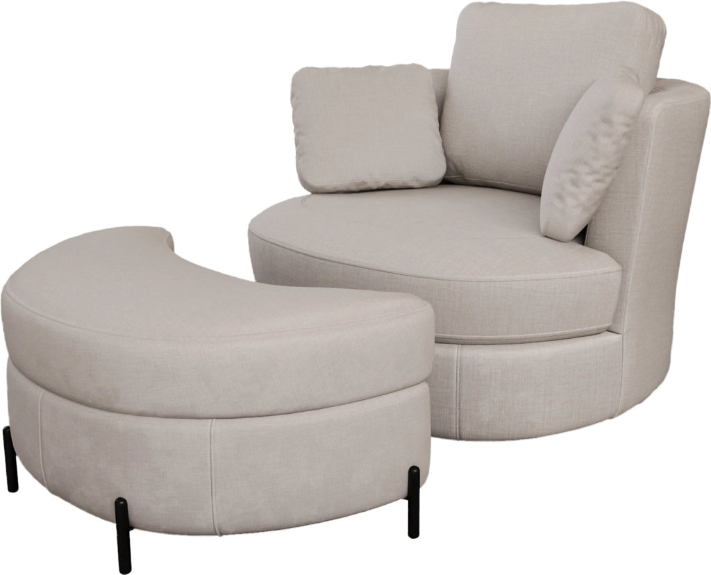 Poltrona con Pouf Contenitore ¨C Xylo ¨C Beige Boucl¨¦, Cuscini, Relax