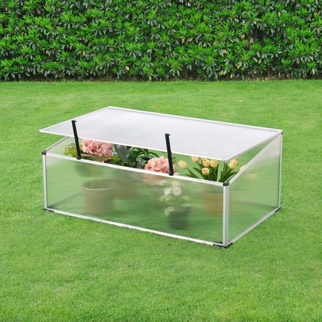 Mini Serra da Balcone/Terrazza per Piante Box Traslucido in Policarbonato 60 x 100 x 30/40 cm Protezione Piantine con