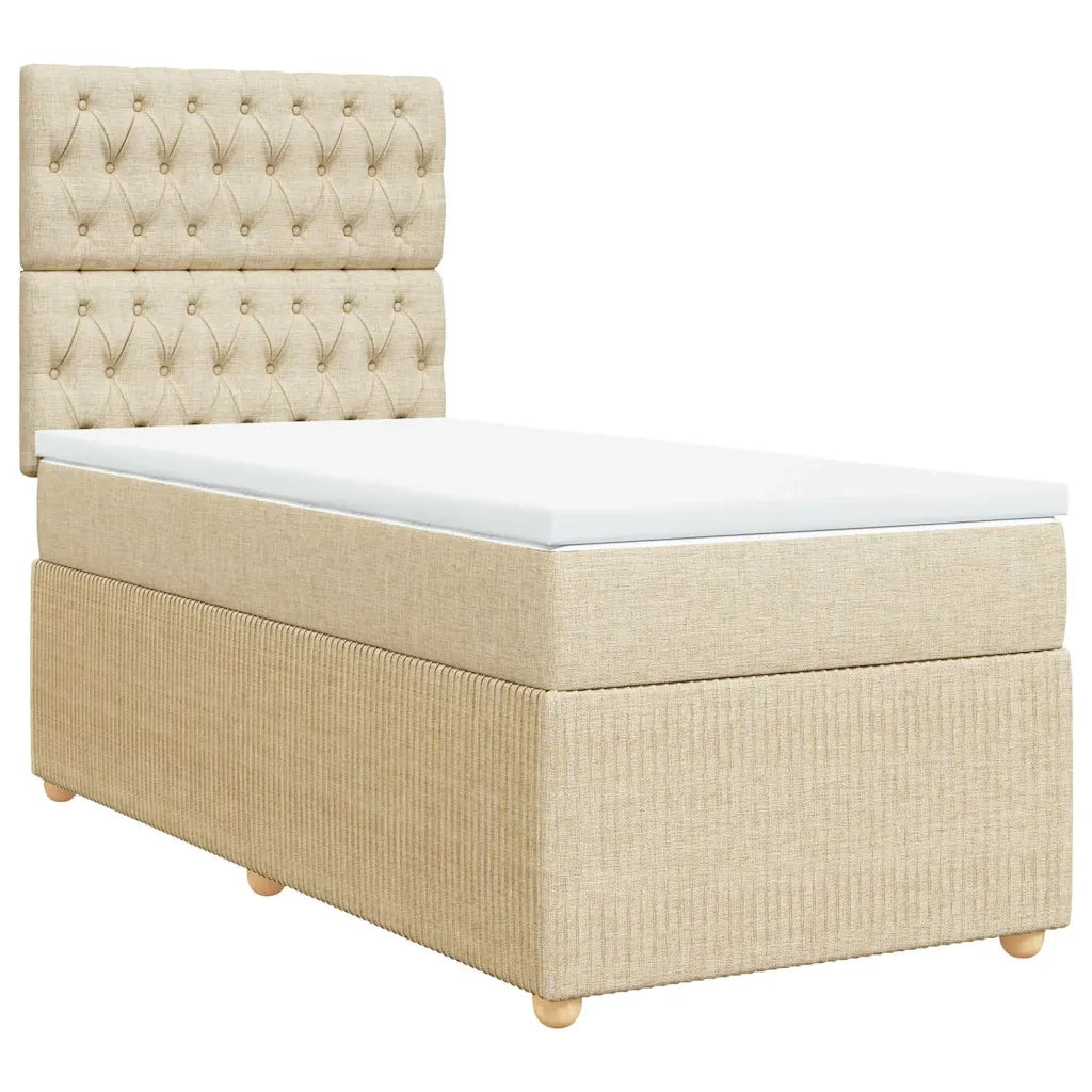 vidaXL Giroletto a Molle con Materasso Crema 100x200 cm in Tessuto