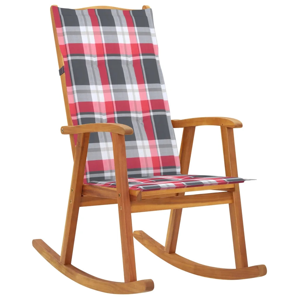 Sedia a Dondolo con Cuscini in Legno Massello di Acacia cod mxl 68141