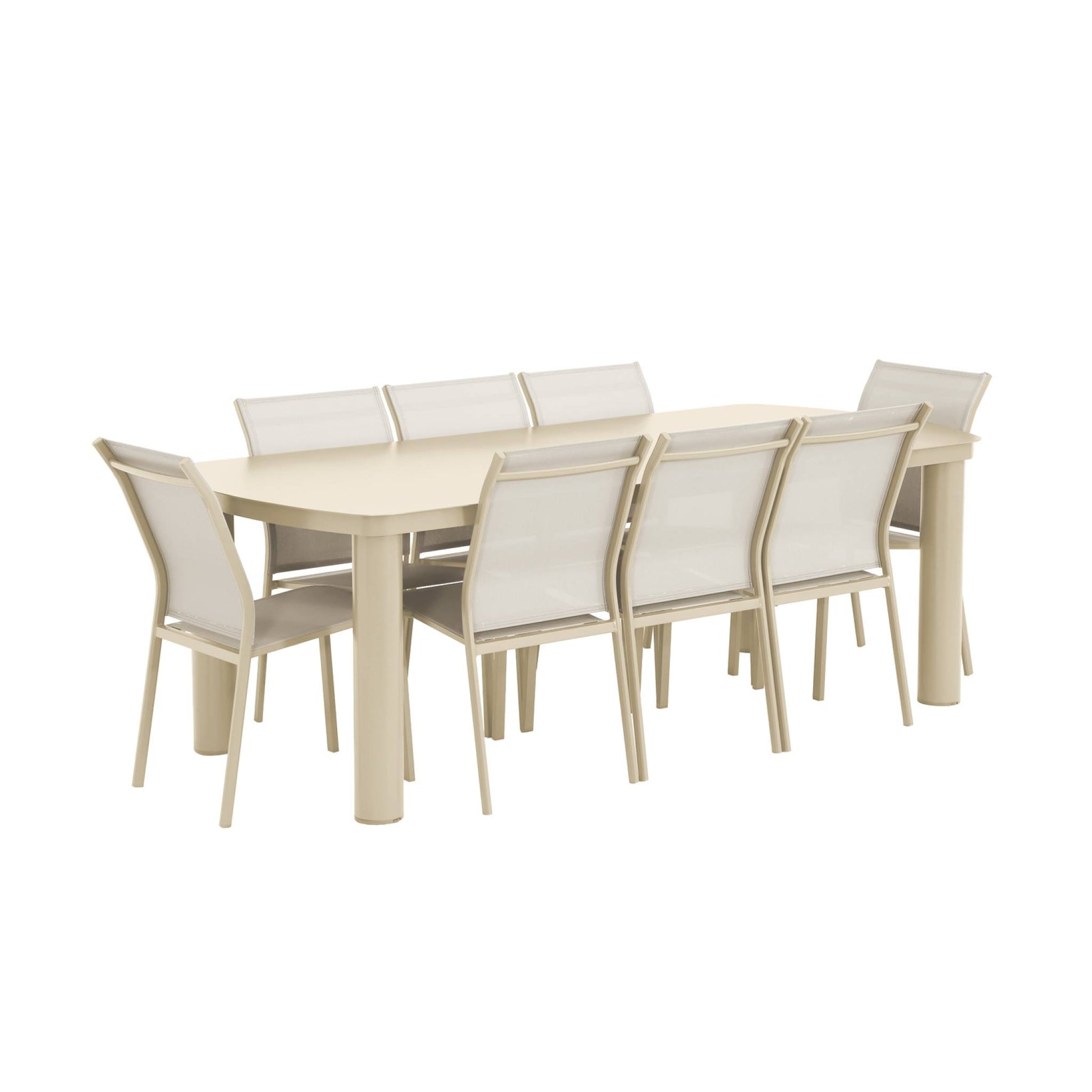 Set tavolo da giardino in alluminio con 8 sedie, beige