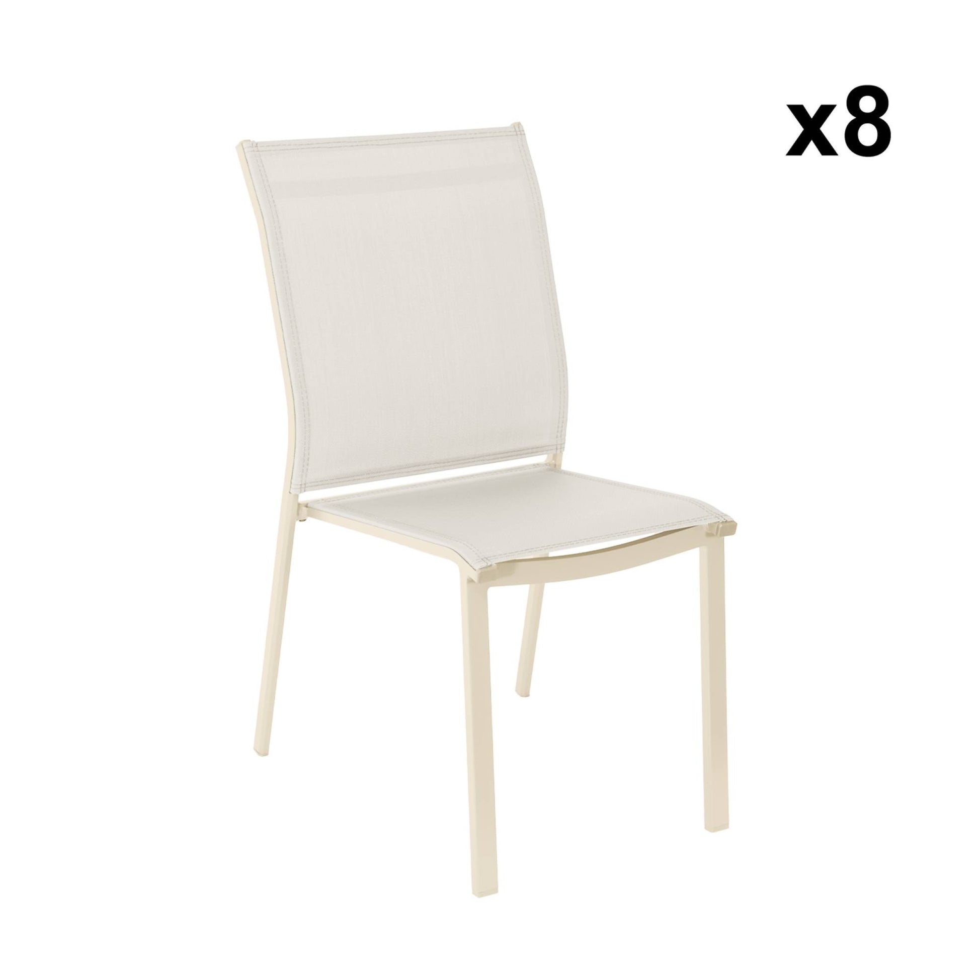 Set tavolo da giardino in alluminio con 8 sedie, beige