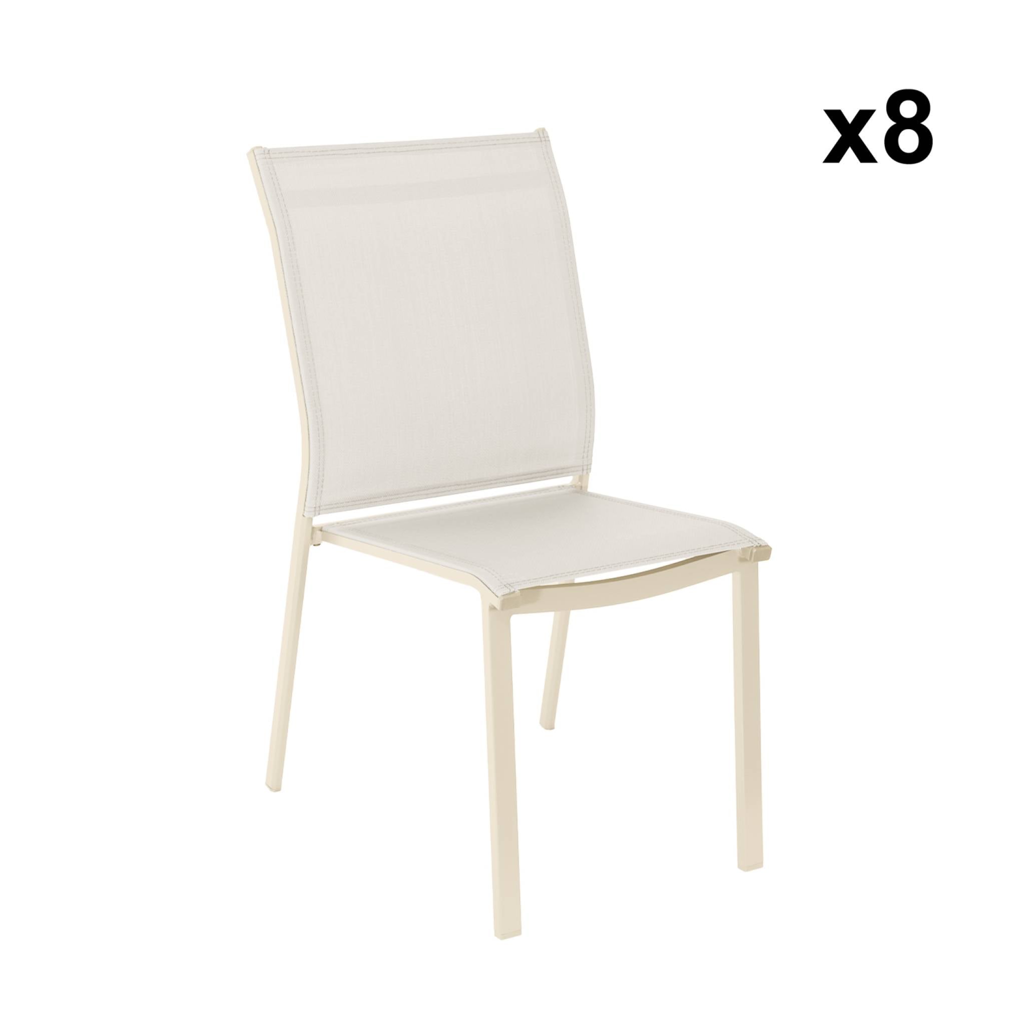 Set tavolo da giardino in alluminio con 8 sedie, beige