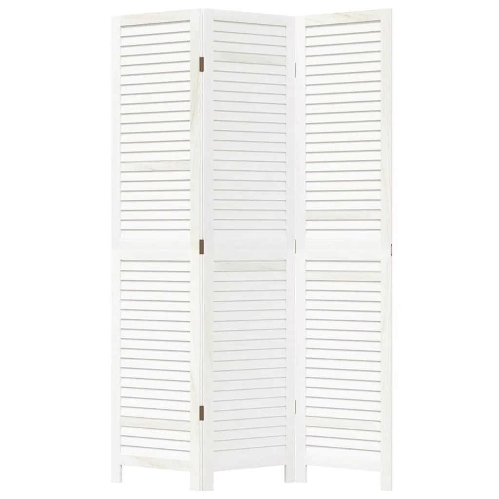 Divisorio Ambienti 3Pannelli Bianco Legno Massello di Paulownia 358830