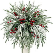 Set di Fusti di Cipresso Artificiale 38 cm - Pacchetto da 20 Pezzi - Coperto di Neve - Frutti di Bosco - Fusti di Vaso di Riempimento - Senza Manutenzione