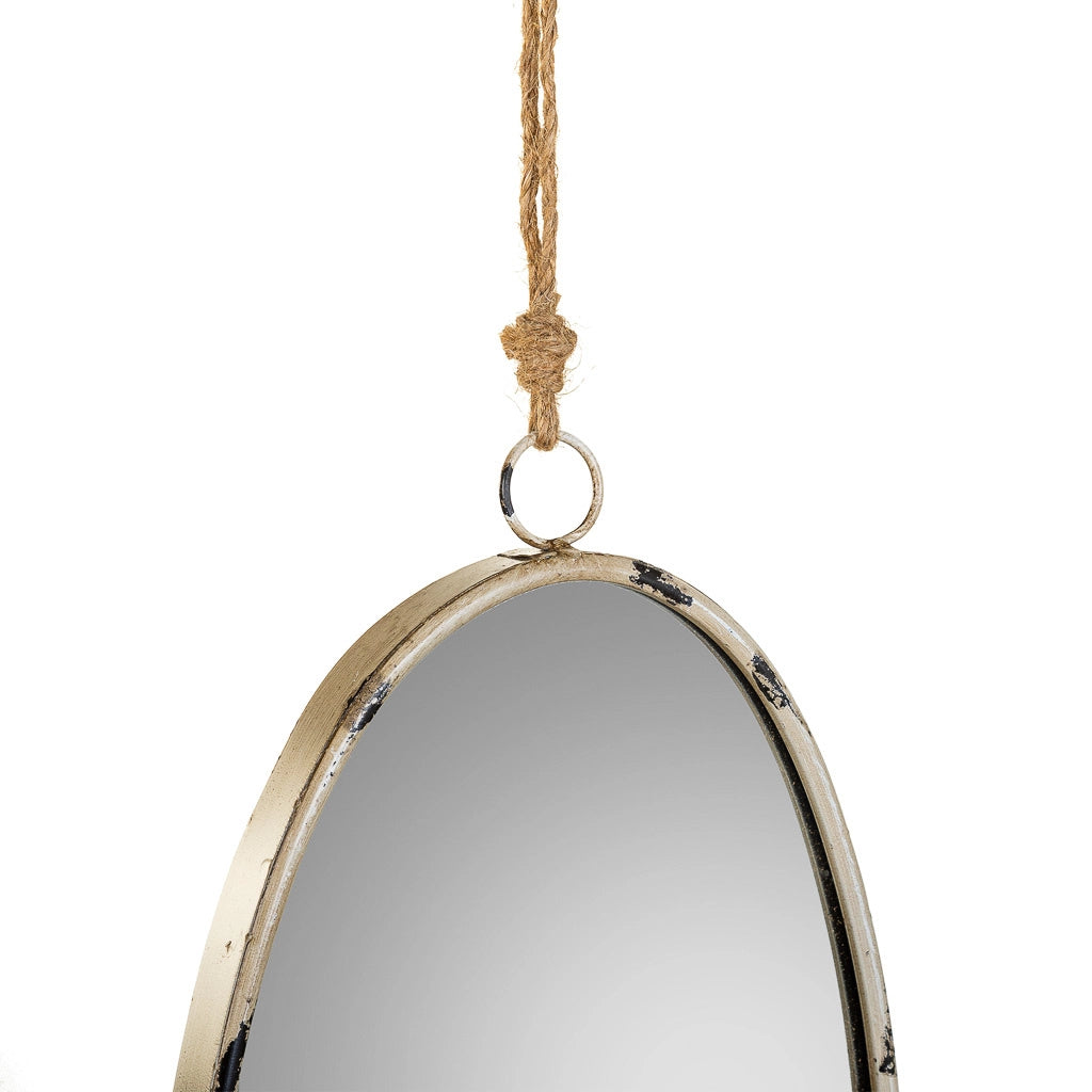 Specchio da parete in metallo oro e corda 25x2,5x36h