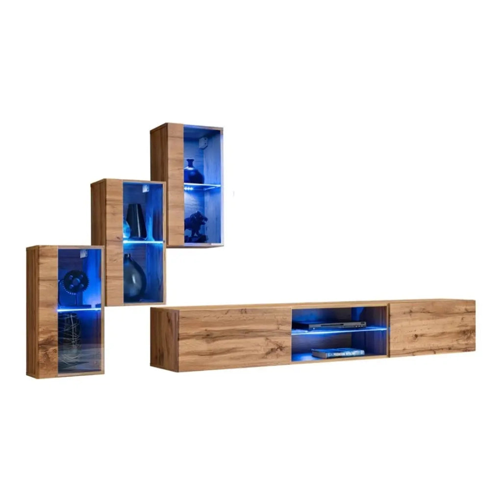 Set di mobili da soggiorno SWITCH XXII – LED – Rovere – Design sospeso