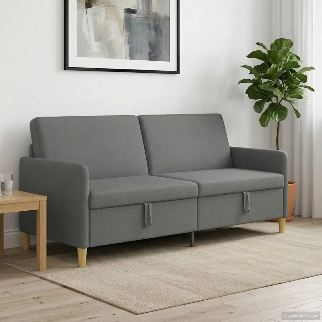 Divano con Storage Grigio Scuro 192 x 78 x 87 cm Poliestere 42036976