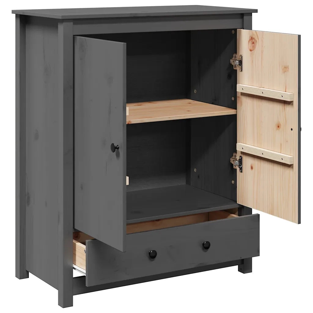 Credenza-Buffet-Armadio da cucina Grigia 83x41,5x100 cm in Legno Massello di Pino 494653