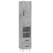 Credenza | Madia | Buffet da pranzo | Armadio da pranzo Grigio Cemento 34,5x34x180 cm in Legno Multistrato