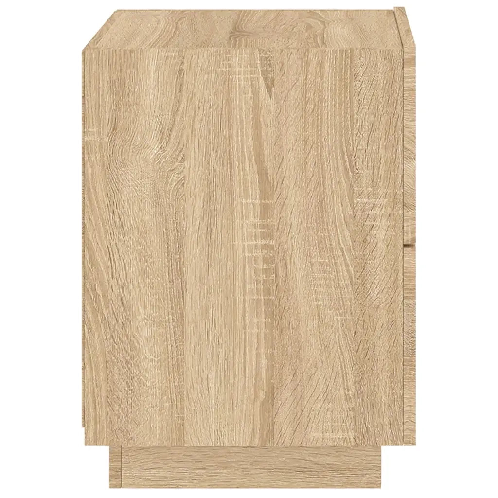 Set di 2 Comodini | Armadio da Notte | Mobiletto da notte con Luci LED Rovere Sonoma in Legno Multistrato
