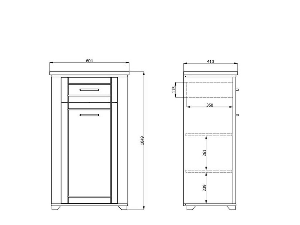 Rogeno, Mobile da Ingresso un Cassetto, 60.5x41x105h cm Grigio