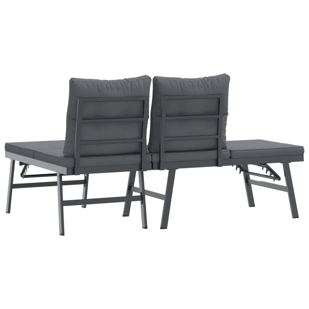 Panche Giardino con Cuscini 2pz Nere Acciaio Verniciato Polvere 4008104