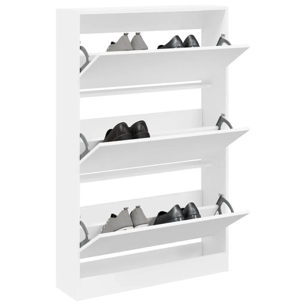 Scarpiera-Scaffale per scarpe Bianca 80x21x125,5 cm in Legno Multistrato