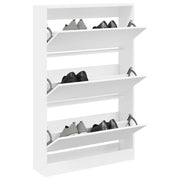 Scarpiera-Scaffale per scarpe Bianca 80x21x125,5 cm in Legno Multistrato
