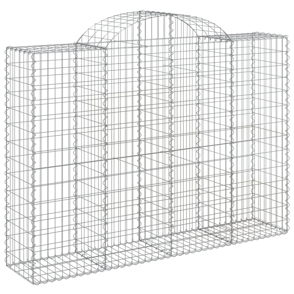 Cesto gabbione recinzione a gabbia muro di contenimento ad arco 200 x 50 x 140/160 cm ferro zincato argento 02_0040026