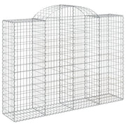 Cesto gabbione recinzione a gabbia muro di contenimento ad arco 200 x 50 x 140/160 cm ferro zincato argento 02_0040026