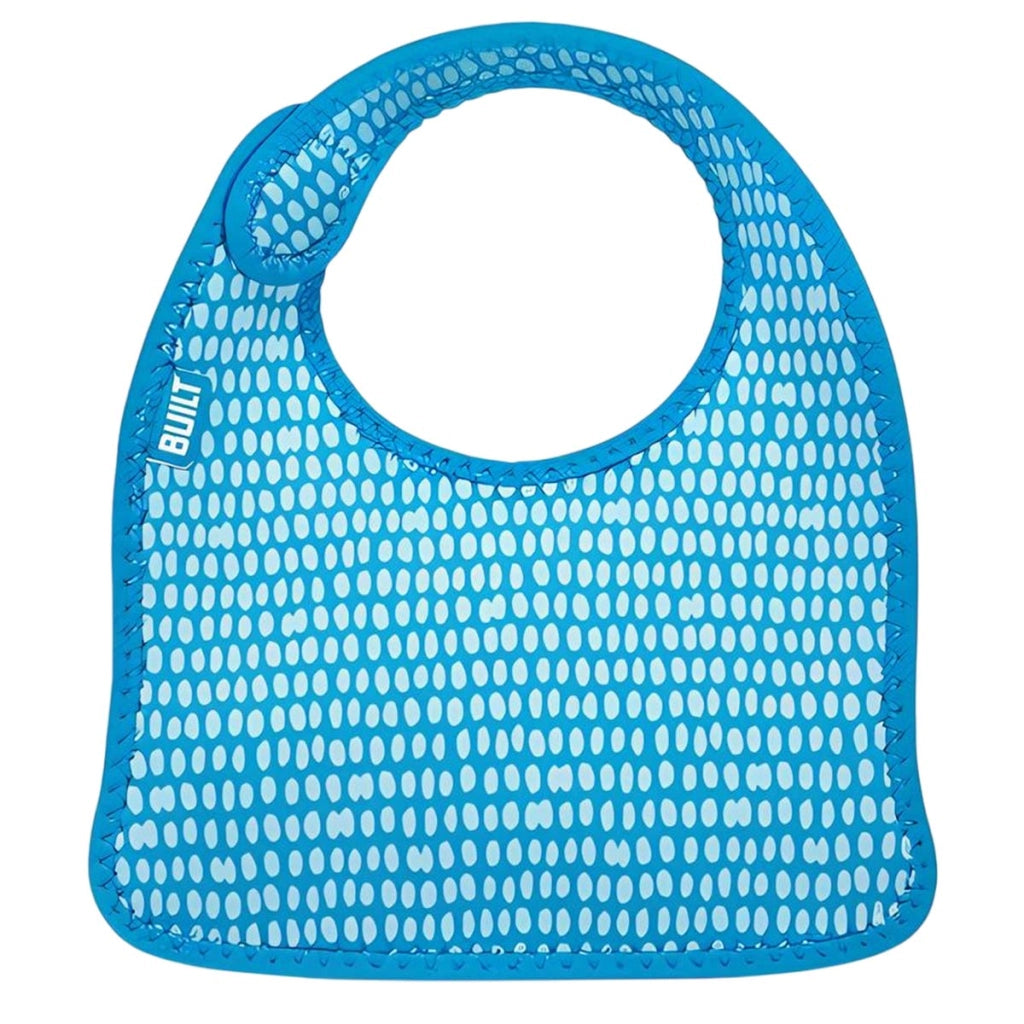 Set di 2 Bavaglini Neonato in Neoprene Motivo a Pois con Chiusura a Strappo Blu Built