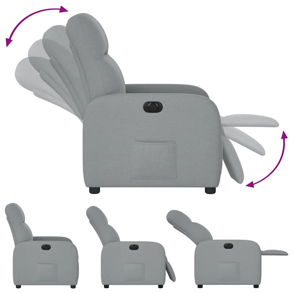 Poltrona | Sedia Relax Elettrica Reclinabile Grigio Chiaro in Tessuto
