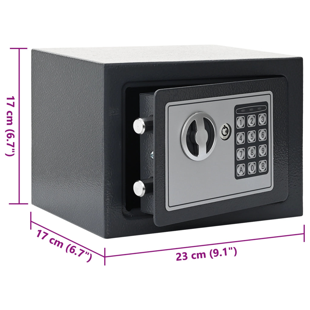 Cassaforte Elettronica Digitale Grigio Scuro 23x17x17 cm Acciaio