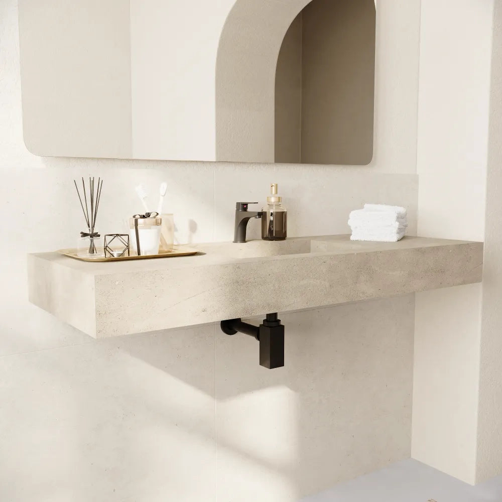 Lavabo sospeso in hpl 120cm effetto cemento | Baikal