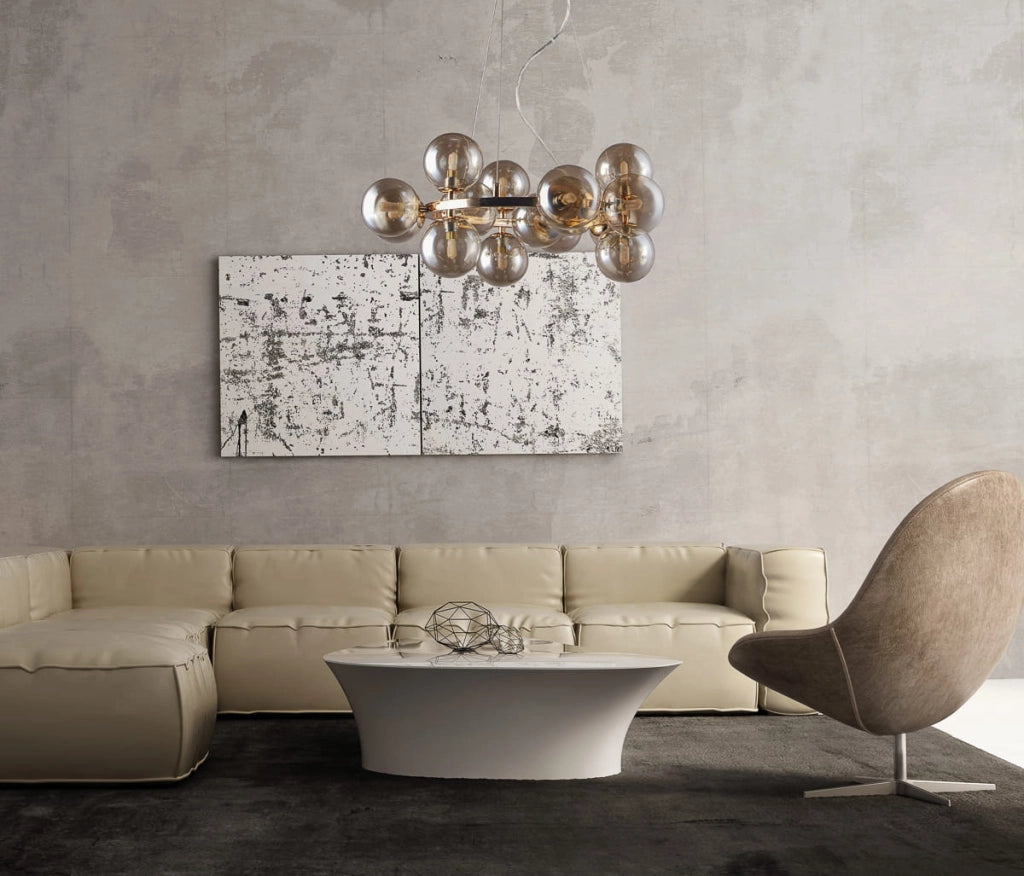 Lampadario Italux Marbelio moderno oro 15xG9 vetro Ø58cm