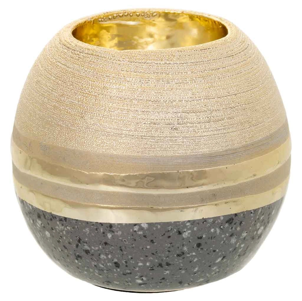 Portacandele in ceramica dorata 8x8x7,5h