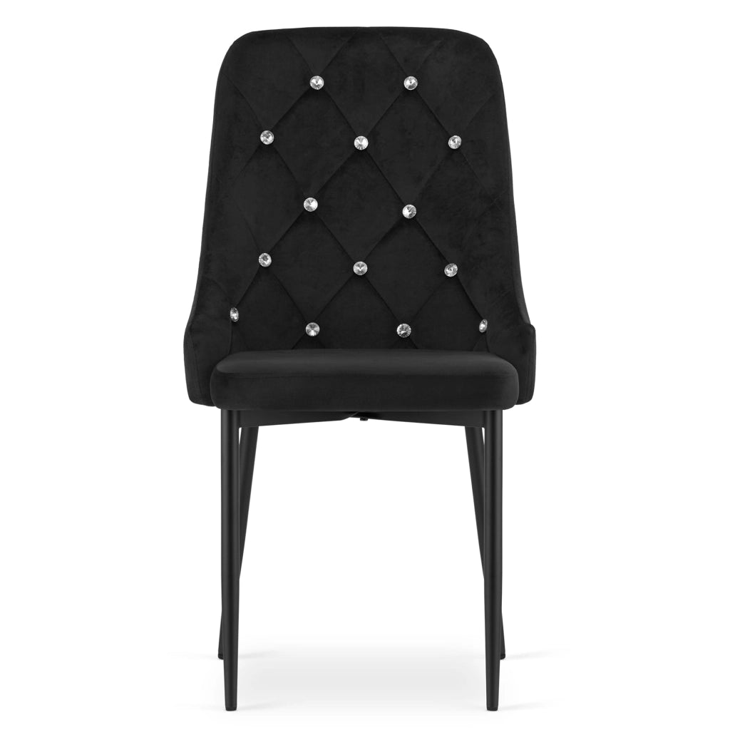 Sedia Valora REMI in velluto nero con gambe in metallo x4