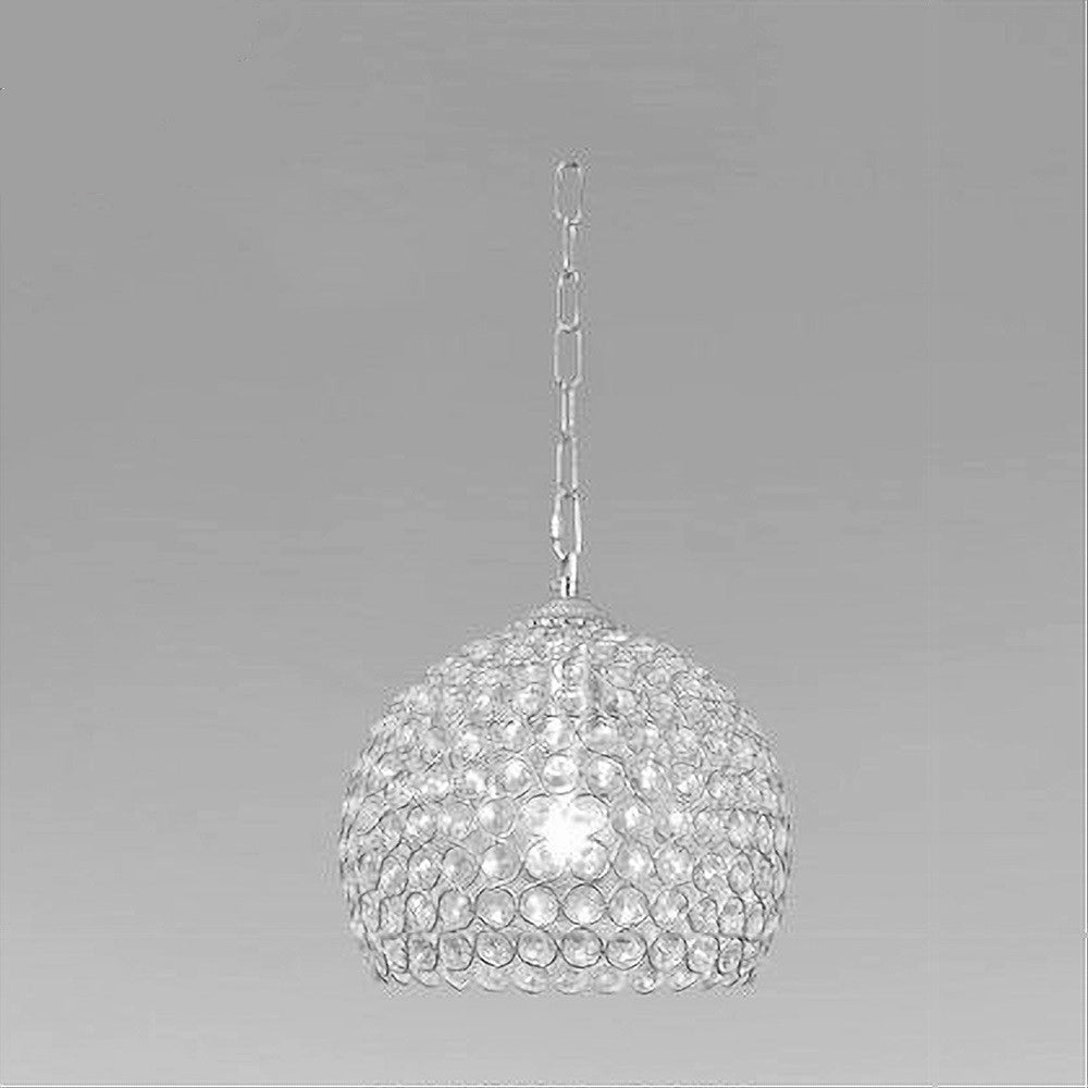 Trade Shop - Lampadario Sospeso Tondo Cupola Cristalli Lampada Mezza Sfera Luce E27 Argento 32361 -
